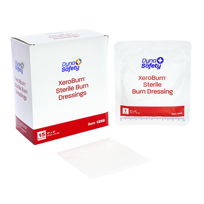 Burn Dressing, Sterile, 4 x 4 in, Case of 60, box and dressing