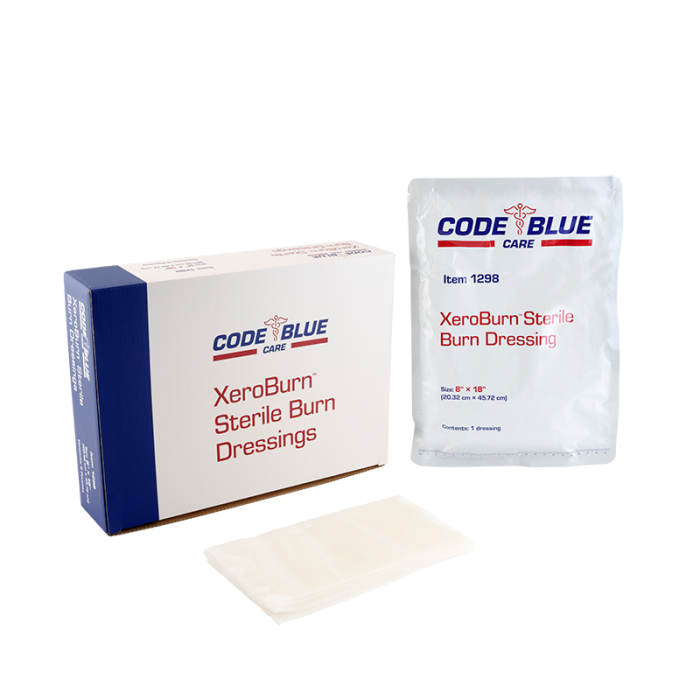 Burn Dressing, Sterile, 8 x 18 in, Case of 18, box and dressing