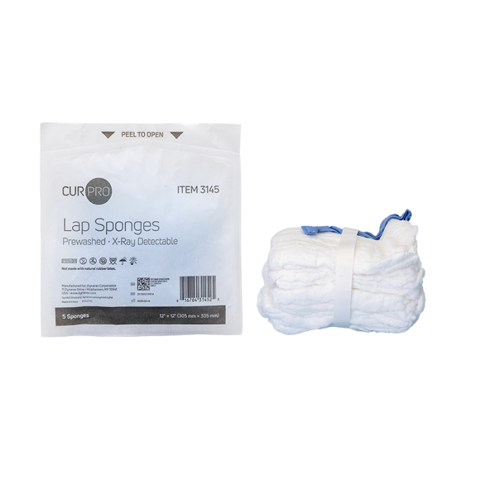 Lap Sponges, Sterile, X-Ray Detectable, 12 x 12 in, 40 Packs of 5, sponge and pouch