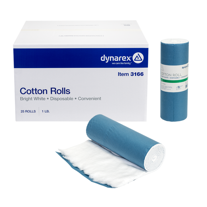 Cotton Roll, 1 lb, Case of 25, case, pack and roll