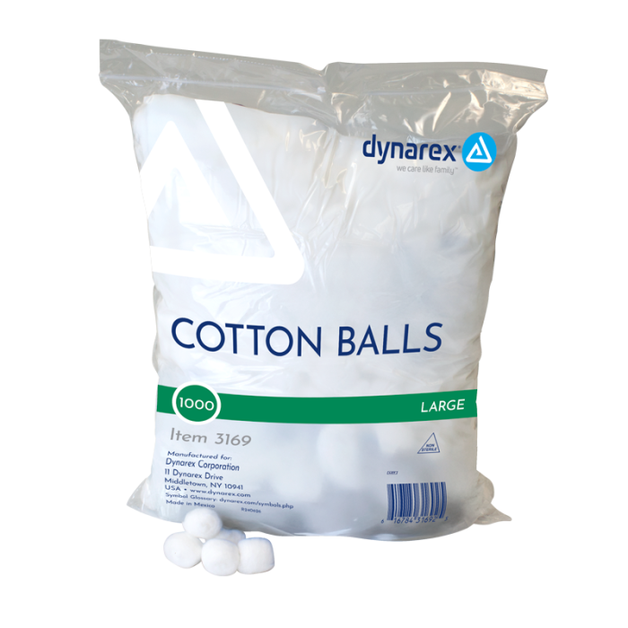 Cotton Balls, Large, 2 Bags of 1,000, box and ball, front