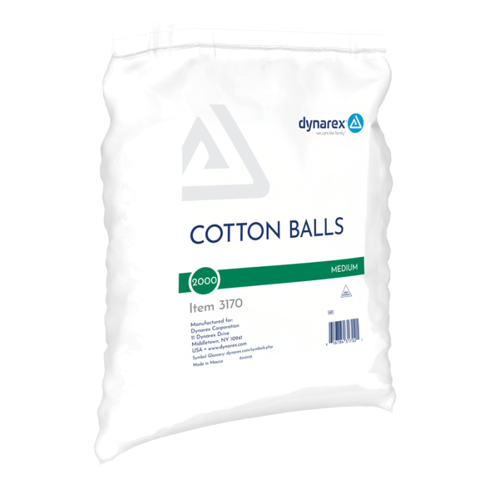 Cotton Balls, Medium, 2 Bags of 2,000, ball and box