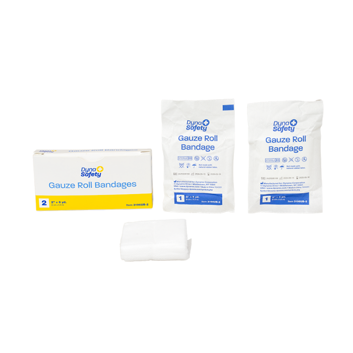 Gauze Roll Bandage, Sterile, 2 in x 6 yd, 100 Boxes of 2, roll, box and pouch