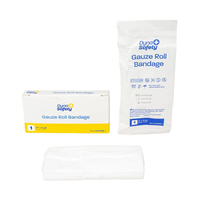 Gauze Roll Bandage, Sterile, 4 in x 6 yd, 100 Boxes of 1, roll, box and pouch