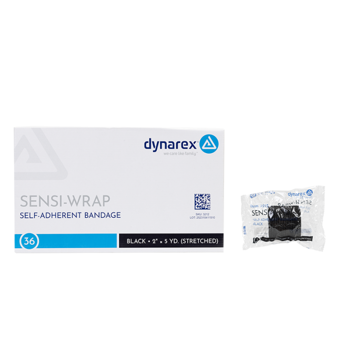Self-Adherent Wrap, Black, 2 in x 5 yd, Contains Latex, Case of 36, box and wrapper