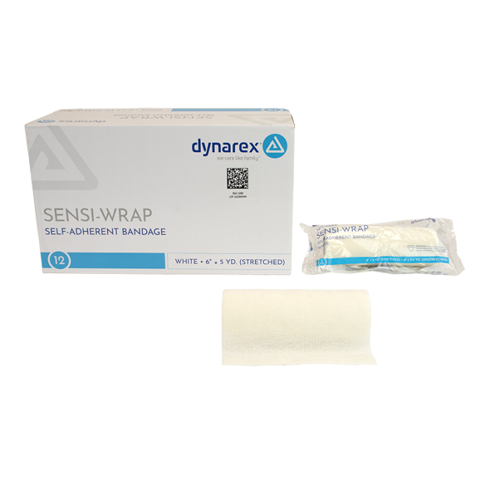 Self-Adherent Wrap, White, 6 in x 5 yd, Contains Latex, Case of 12, box and wrapper