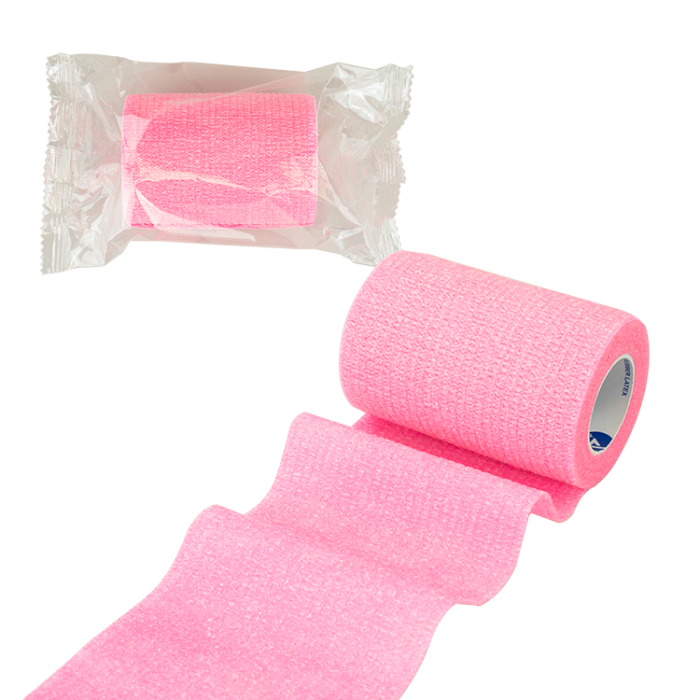 Self-Adherent Wrap, Latex-Free, Pink, 1 in x 5 yd, Case of 30, bag, unrolled