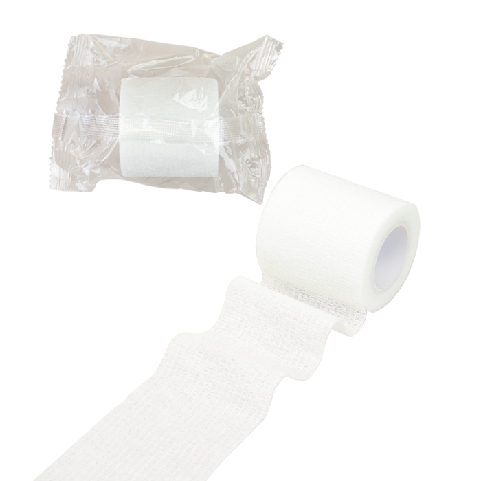 Self-Adherent Wrap, Latex-Free, White, 4 in x 5 yd, Case of 18, bag, unrolled
