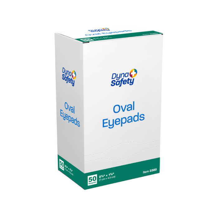 Eye Pads, Sterile, Oval, 1 5/8 x 2 5/8 in, 12 Boxes of 50, box, angle