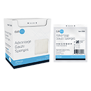 Advantage Gauze Sponges, Sterile, 4 x 4 in, 12 Ply, Pouches of 2, 24 Boxes of 25, box and pouch