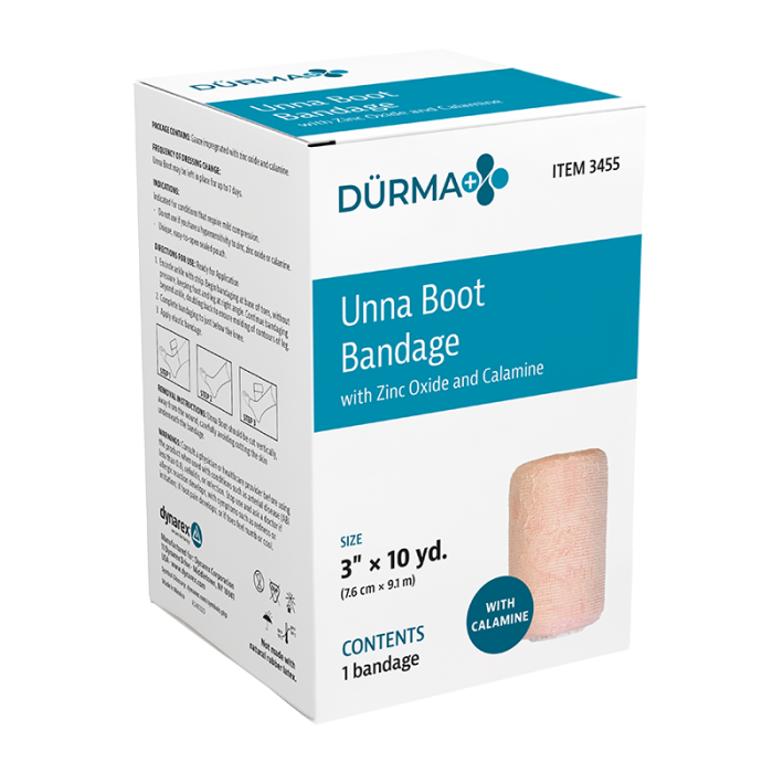 Unna Boot Bandage with Calamine, 3 in x 10 yd, Case of 12, wrapper
