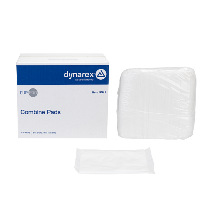 ABD Combine Pads, Non-Sterile, 5 x 9 in, Bulk Case of 576, pad, case and pack