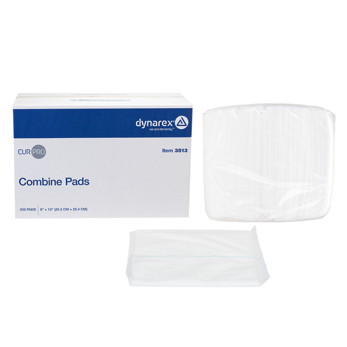 ABD Combine Pads, Non-Sterile, 8 x 10 in, Bulk Case of 432, pad, case and pack