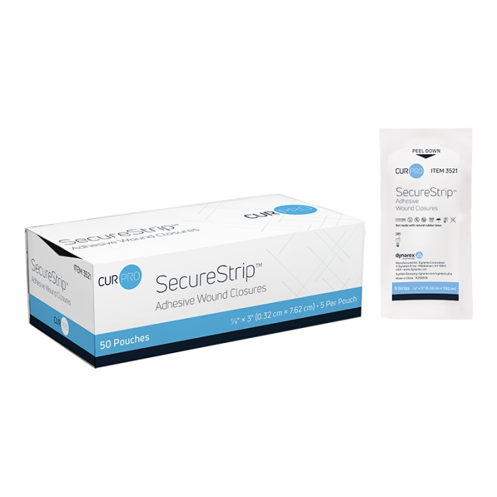 Wound Closure Strips, Sterile, 1/8 x 3 in, 4 Boxes of 50, box and wrapper