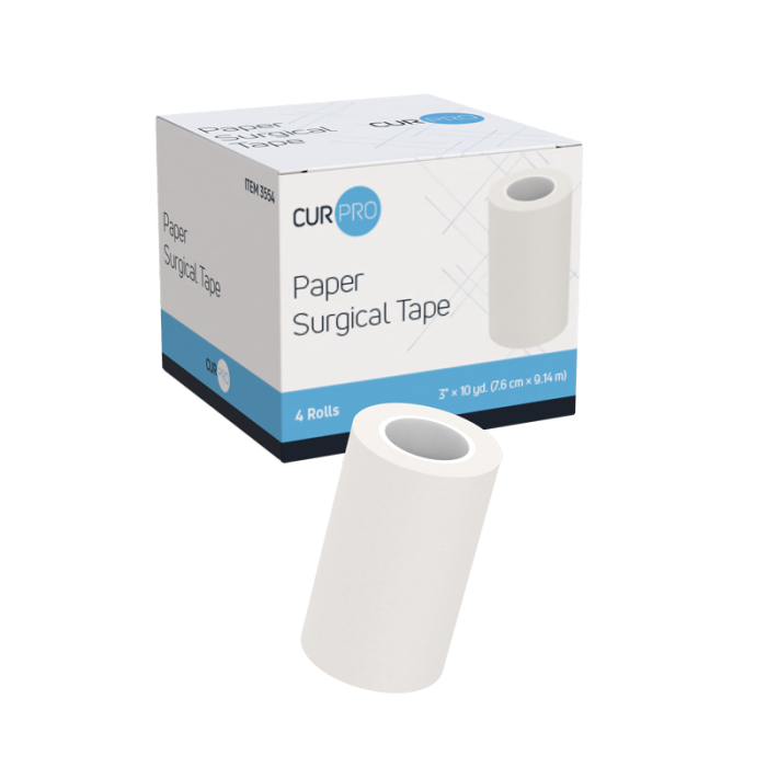 Paper Surgical Tape, 3 in x 10 yd, 12 Boxes of 4, box
