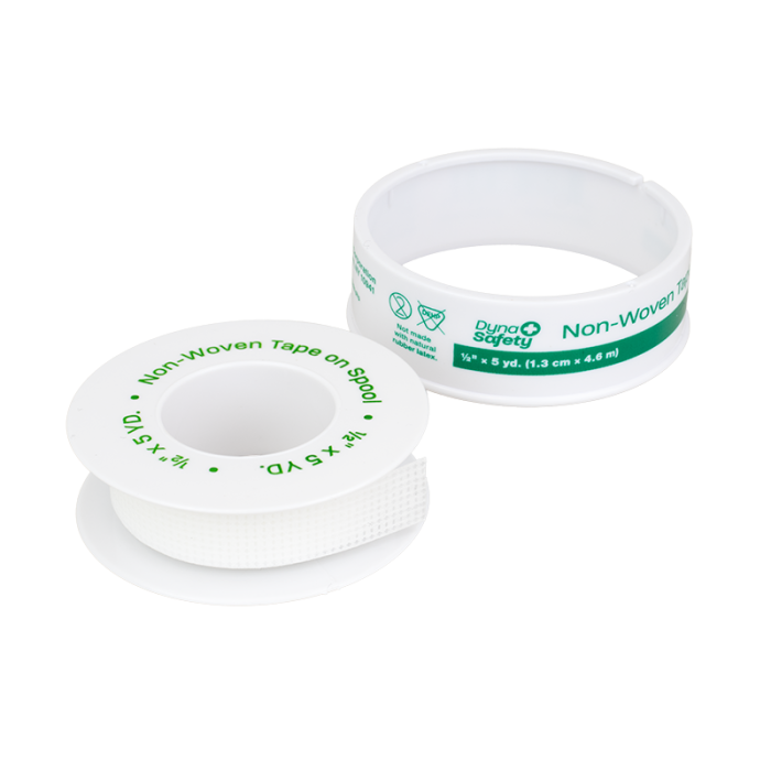 Non-Woven Adhesive Tape on Spool, 1/2 in x 5 yd, 36 Bags of 12, roll, open