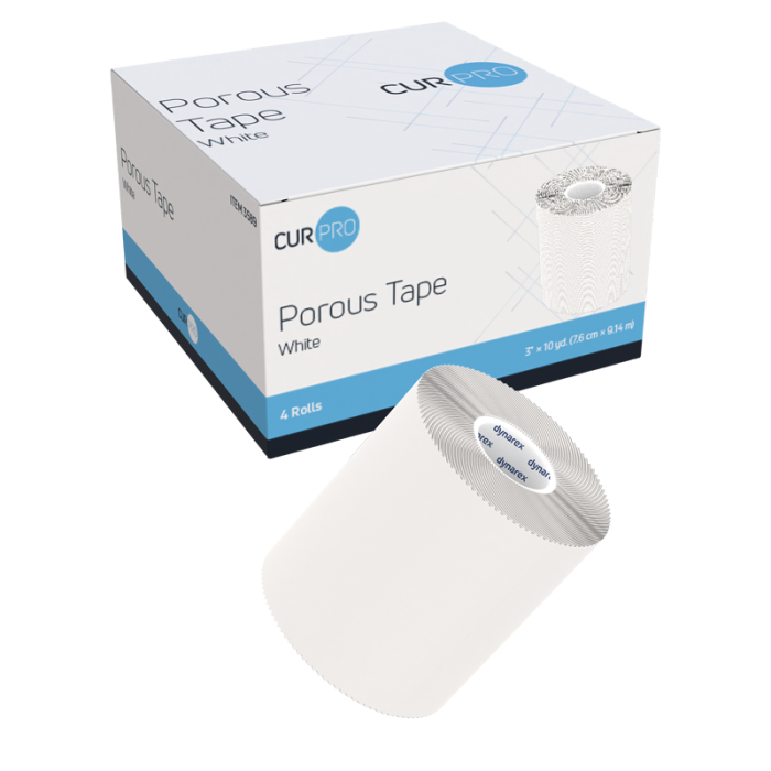 Porous Tape, 3 in x 10 yd, 12 Boxes of 4, box