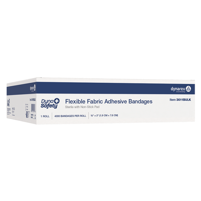 Fabric Adhesive Bandages, Sterile, 3/4 x 3 in, Bulk Roll of 4,000, case
