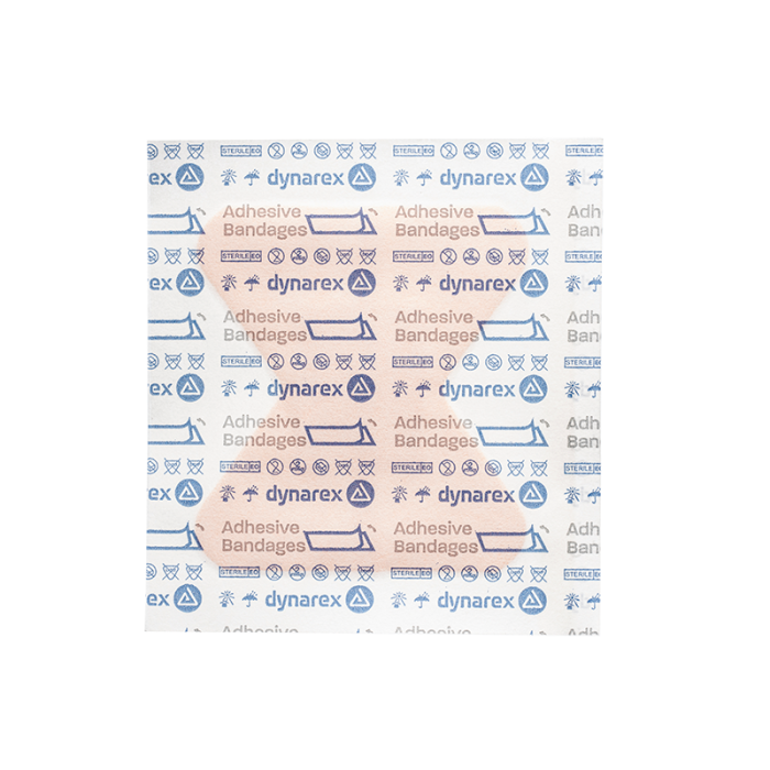 Fingertip Fabric Bandages, Sterile, 1 3/4 x 2 in, 24 Boxes of 100, wrapper, front