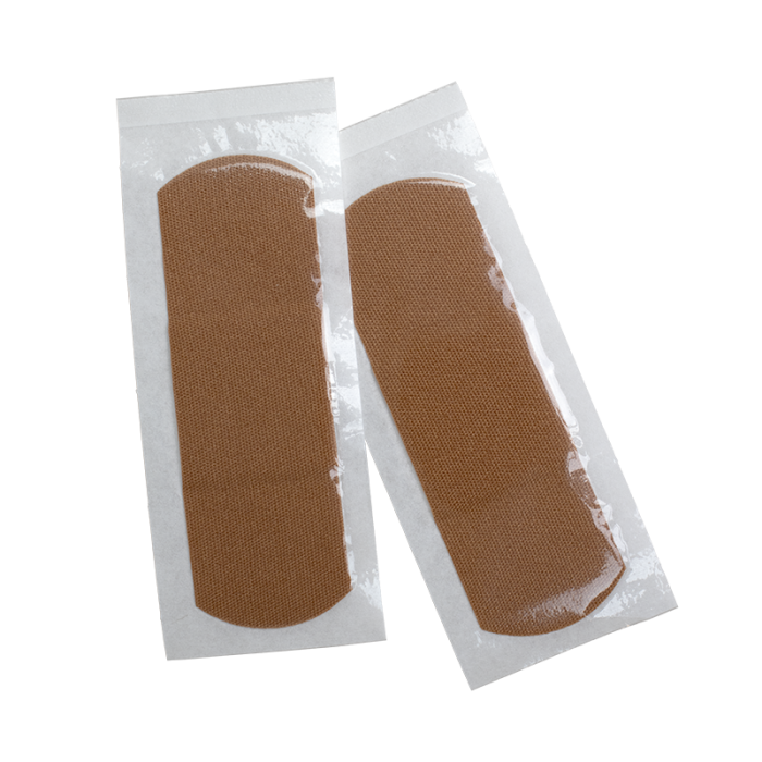 Skin-Tone Fabric Bandages, Brown, 1 x 3 in, 24 Boxes of 100, wrapper