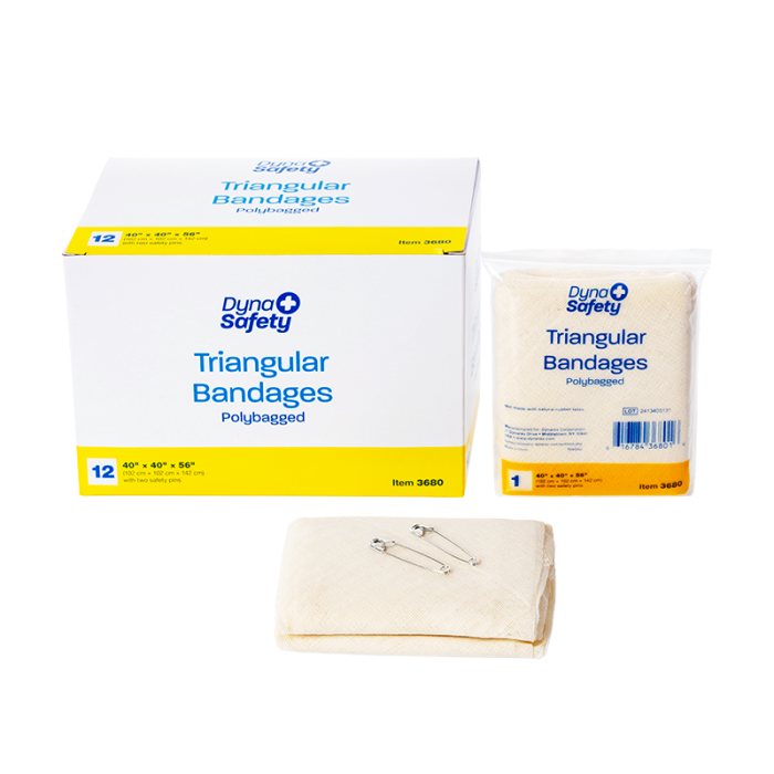 Triangular Bandage, Cotton, 40 x 40 x 56 in, Box of 12, box and wrapper