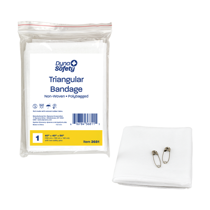 Triangular Bandage, Non-Woven, 40 x 40 x 56 in, Case of 240, wrapper and bandage