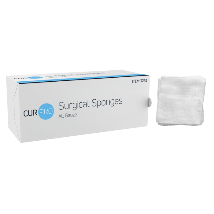 Gauze Sponges, Non-Sterile, 3 x 3 in, 12 Ply, 20 Sleeves of 200, sponge and box
