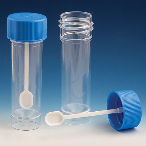 Globe Scientific 30mL Fecal/Stool Specimen Container&#44; Non-Sterile&#44; w/ Spoon