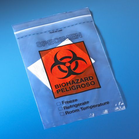 Globe Scientific 6x10 Biohazard Specimen Transport Bag&#44; Absorbent Pad