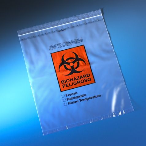 Globe Scientific 12x15 Biohazard Specimen Transport Bag&#44; Score Line