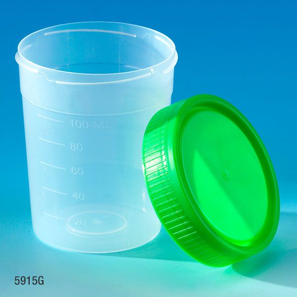 Globe Scientific 4oz Specimen Container&#44; Green Cap&#44; Non-Sterile (Item 5915G)