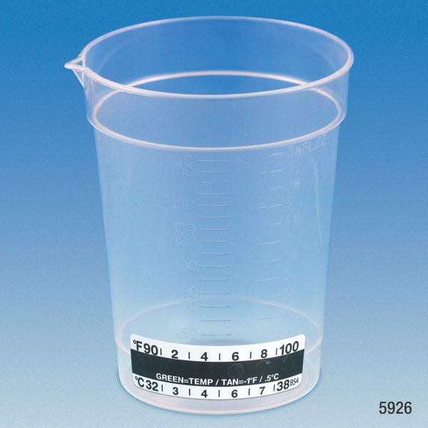 Globe Scientific 6.5oz Specimen Container&#44; Non-Sterile&#44; w/ Thermometer Strip