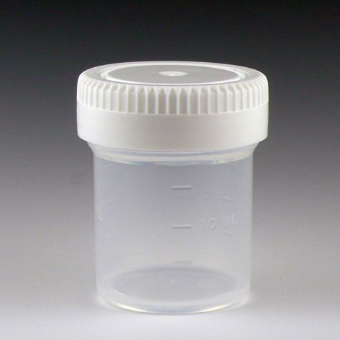 Globe Scientific 20mL Specimen Container&#44; White Cap&#44; Non-Sterile