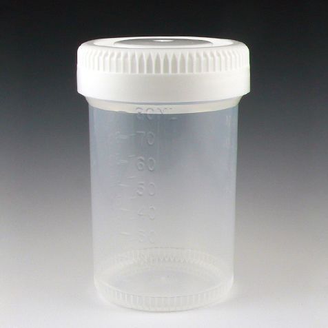Globe Scientific 90mL Specimen Container, White Cap, Non-Sterile, Tite-Rite