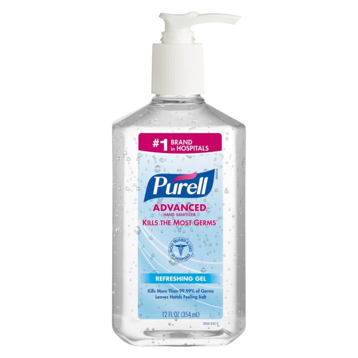 Purell Advanced Hand Sanitizer Gel, 12 oz Pump Bottle, Case of 12