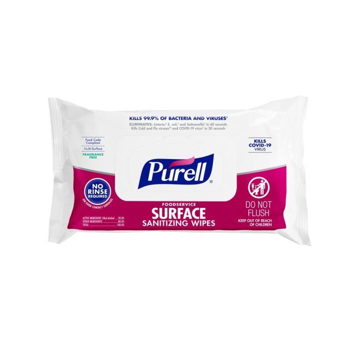 Purell Foodservice Surface Sanitizing Wipes, 72-Count Flowpack, Case of 12