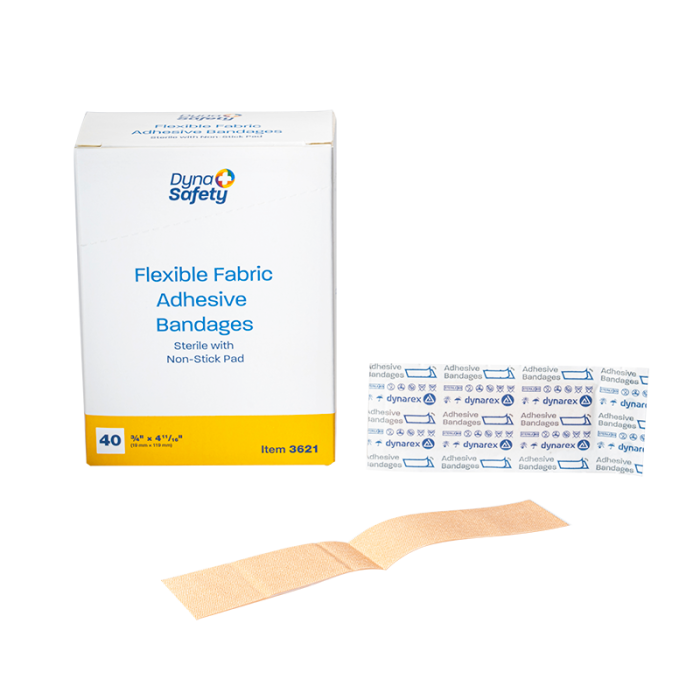 Extra Long Fabric Adhesive Bandages, Sterile, 3/4 x 4 11/16 in, 24 Boxes of 40, box, wrapper and bandage