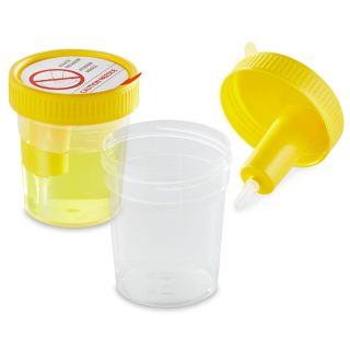 Globe Scientific 120mL Sterile Urine Collection Cup with Integrated Transfer Device