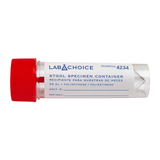 30mL Stool Specimen Container with Spoon, Sterile, Individually Wrapped, closed