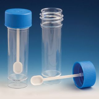 Globe Scientific 30mL Fecal/Stool Specimen Container, Non-Sterile, w/ Spoon