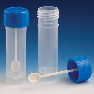 Globe Scientific 30mL Fecal/Stool Specimen Container, Non-Sterile, Attached Cap