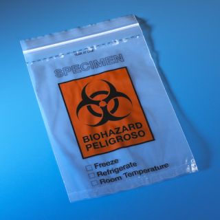 Globe Scientific 6x9 Biohazard Specimen Transport Bag, Score Line, Pack of 100