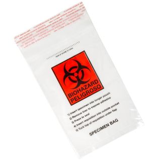 Globe Scientific 8x10 Biohazard Specimen Transport Bag, Tearzone