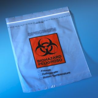Globe Scientific 12x15 Biohazard Specimen Transport Bag, Tearzone