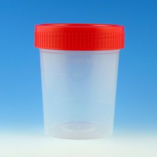 Globe Scientific 4oz Specimen Container, Red Cap, Non-Sterile, Case of 500