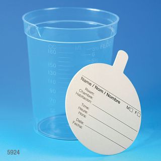Globe Scientific 6.5oz Specimen Container, Non-Sterile, Paper Lid Included