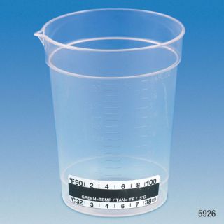 Globe Scientific 6.5oz Specimen Container, Non-Sterile, w/ Thermometer Strip