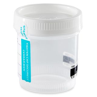 Globe Scientific 90mL Specimen Container, White Cap, Wide Mouth