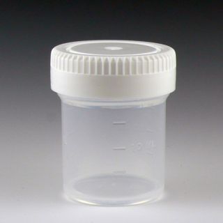 Globe Scientific 20mL Specimen Container, White Cap, Non-Sterile