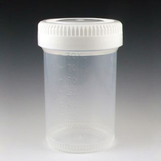 Globe Scientific 90mL Specimen Container, White Cap, Non-Sterile, Tite-Rite